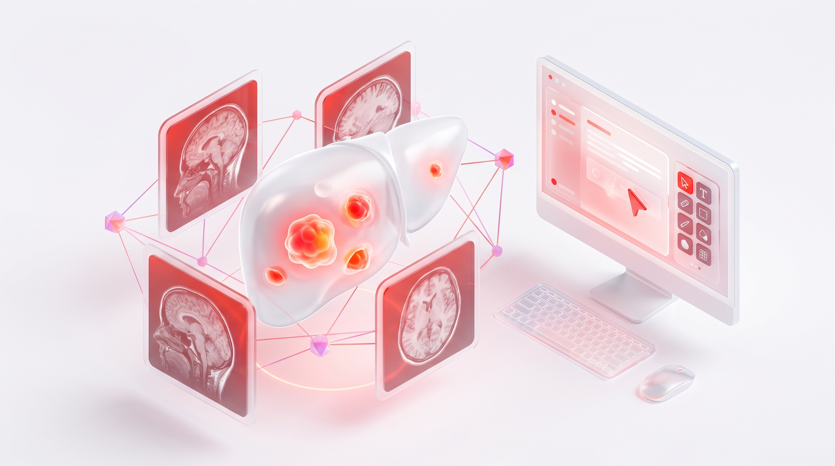 肝细胞癌MRI病灶AI标注系统示意图